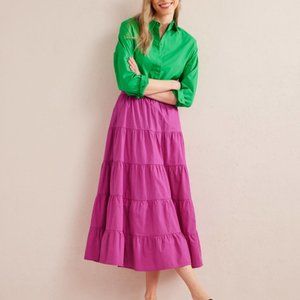 Boden Tiered Poplin Midi Skirt 8P